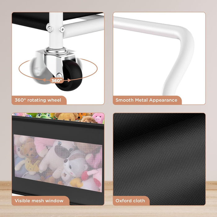 Large Toy StorageChest Black HeavyDuty 360Wheels Nursery