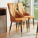 Upholstered Velvet Dining Chair Set of 4, Mustard Armless Side Chair with Metal Legs for Home Kitchen