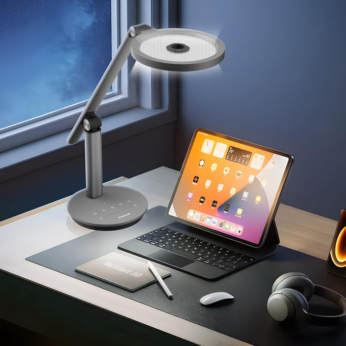 H6 Desk Lamp for Home Office, Dimmable Reading Table Light, Gray