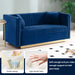 Velvet Sofa Set: Modern L Shaped Couch and Loveseat Set with Gold Metal Legs and Nailhead for Living Room, Apartment and Office (Blue)