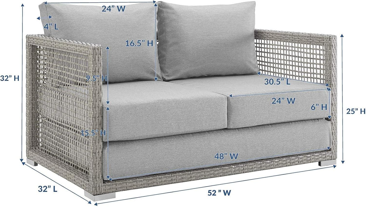 Aura Outdoor Patio Wicker Rattan, Loveseat, Gray Gray