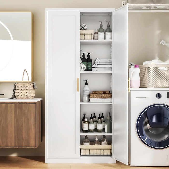 71 Inch IndustrialGrade Steel Storage Cabinet White