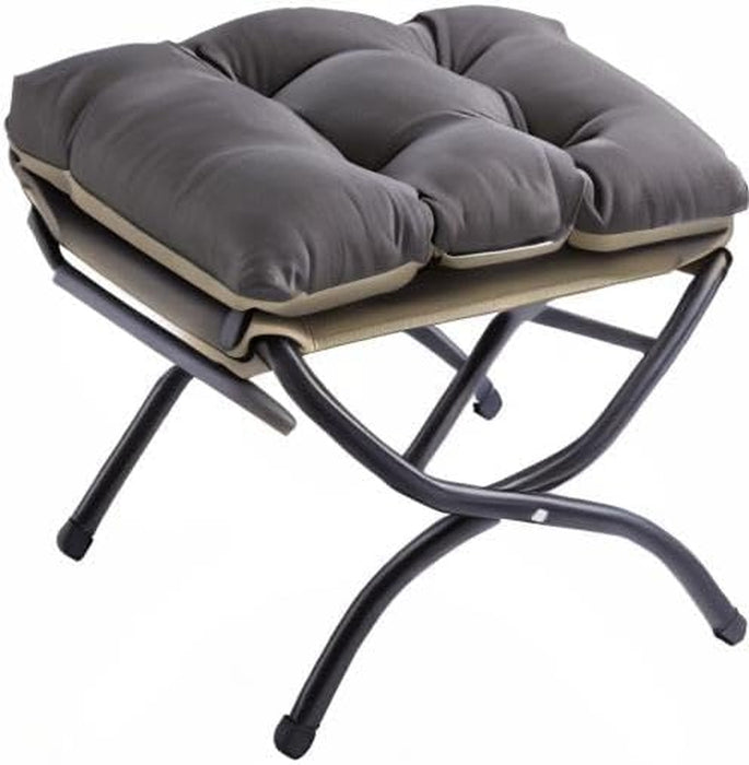 15" Foldable Foot Stool Ottoman with Metal Frame - Washable Dark Grey Upholstered Indoor/Outdoor Footrest for Living Room, Bedroom, Patio - Space-Saving Compact Design