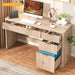59" Fluted Executive Desk with Adjustable File Drawer, Workstation Computer Desk with 4 Storage Drawers, for Home Office, Study, Writing, Oak