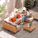 5 Piece Outdoor Patio Furniture Set Modular Outdoor Furniture Set Wicker Outdoor Sectional Sofa with Cushions Table Patio Set for Balcony Porch Deck Yard (Salmon&Orange Wicker, Sand Cushion)