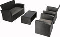 4 Pieces Outdoor Furniture Complete Patio Cushion Wicker P.E Rattan Garden Set, Full, Black