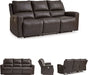 Boxmere Modern Leather Match Power Reclining Sofa with USB Ports, Dark Brown