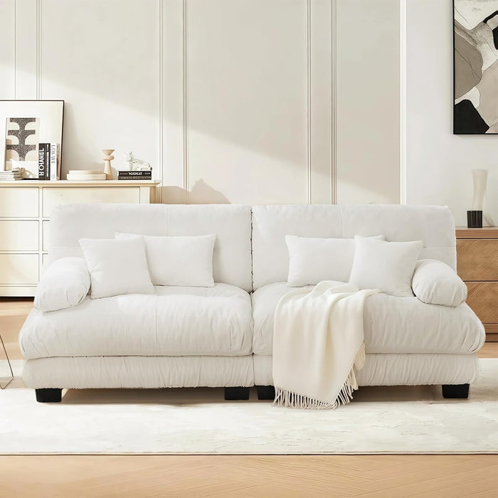 Modern Living Room Velvet Recliner Sofa, Loveseat Sofa for Apartment, Solid Wood Frame, Easy to Install (94.4 Inch,White)