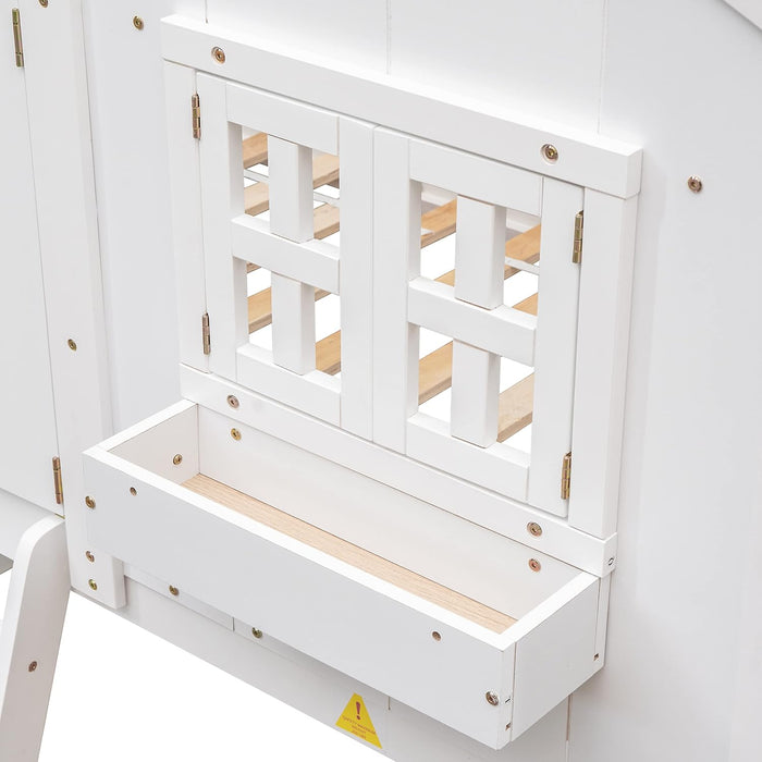 White PremiumQuality Pinewood Luxury Twin Bunk Bed