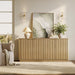 63" Fluted Sideboard Buffet Cabinet with Storage, Oak Modern Wood Credenza Media Console with 4 Doors, Mid Century Sideboard for Living Room Kitchen Entryway
