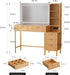 48" Makeup Vanity Desk with Mirror & Lights, Glass Top Table for Bedroom | Wooden Vanity Table, 5 Drawers, 3 Adjustable Shelves, Built-In Charging Station, 3 Color Lighting Modes, Bedroom Dressing