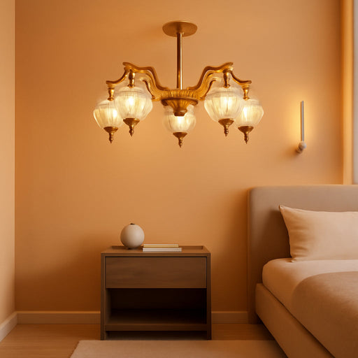Vintage Gold Sputnik Chandelier 6 Lights Crystal Adjustable Hanging Ceiling Light Fixture Antique Large Pendant Lighting with Glass Globe Shade for Living Room Dinning Room Bedroom Kitchen