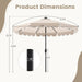 9 FT Solar Patio Umbrella, 2-Tiers Scalloped Outdoor Table Market Umbrella with 24 LED Lights, Vented Top, Tilt Adjustment, Crank, 8 Ribs for Backyard Poolside Deck Beach Lawn (Beige)
