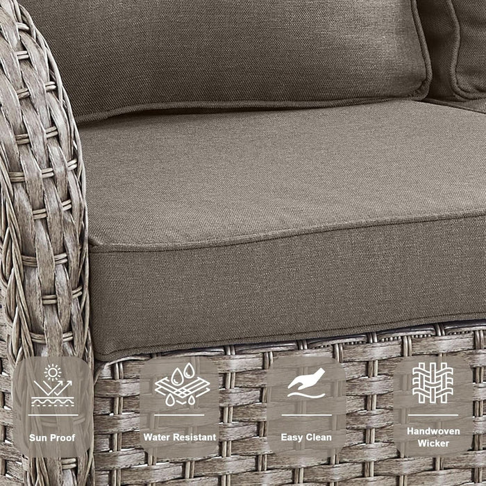5 Piece Outdoor Patio Furniture Set with Deep Seating Swivel Rocker Chairs Loveseat and Rattan Coffee Table Outdoor Conversation Sets for Deck Backyard Poolside,Gray Wicker Gray Cushion