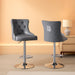 Velvet Adjustable Swivel Bar Stools Set of 4, High Tufted Back Modern Counter Height Stools Chrome Footrest/Lion Pull Ring/Rivet Trim/Diamond Pattern Kitchen Dining Pub Bar Chairs, Dark Grey