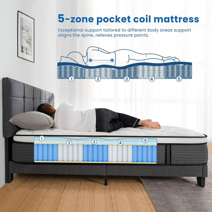 Full Mattress, 12 Inch Pillow Top Hybrid Mattress in a Box Medium Firm Fiberglass-Free, Soft Breathable Pressure Relief Memory Foam Pocket Innerspring Bed, Certipur-Us Certified