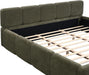 King Size Boucle Platform Bed with Thick Headboard and Footboard, Block Style Upholstery Floor Bed Frame, Green
