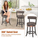 26" Bar Stools Set of 2, Swivel Counter Height Bar Chairs with Footrest, Rubber Wood Frame, Upholstered Linen Barstools with Back & Cushioned Seat for Kitchen Island, Dining Room, Pub