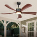 52" Premium Walnut Solid Wood Ceiling Fan with Light - Whisper-Quiet DC Motor, 6 Speeds, 3000K-6000K Dimmable LED, Remote Control with Timer, 2 Downrods for Indoor/Outdoor, A++ Energy Saving