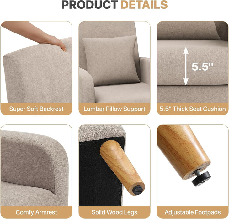 Beige Upholstered Contemporary Accent Chair With Legs