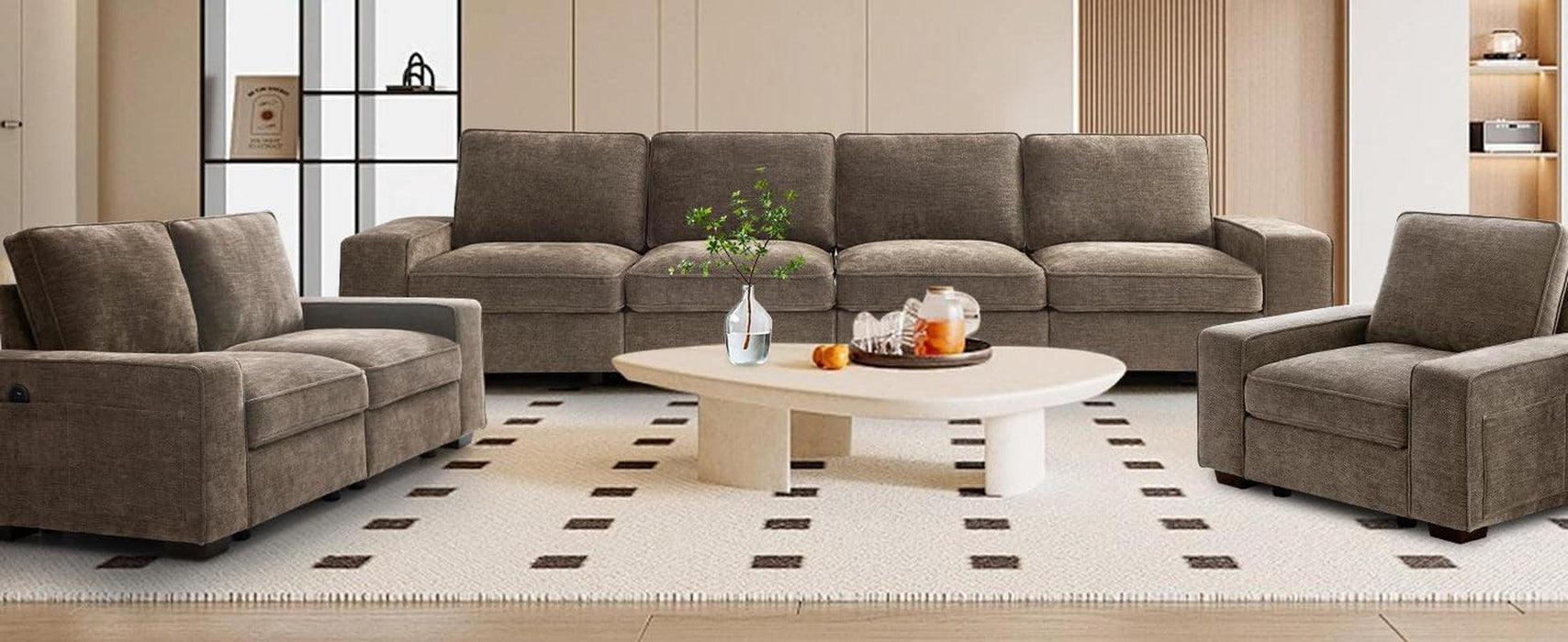 45" Accent Chair with Seat Storage, Oversized Single Sofa Chair, Modern Chenille Fabric Armchair for Living Room/Office with Wide Armrests, Side Pockets, Usb/Washable Covers(Brown)