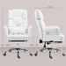 Executive Office Chair with Footrest and Lumbar Support, PU Leather Ergonomic Office Desk Chair, Reclining and Swivel Chair, White