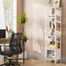 6 Tier  and Bookshelf, Narrow Book Shelf with Door for Small Space, for Living Room, Office, Study, Entryway, White BS03BW006