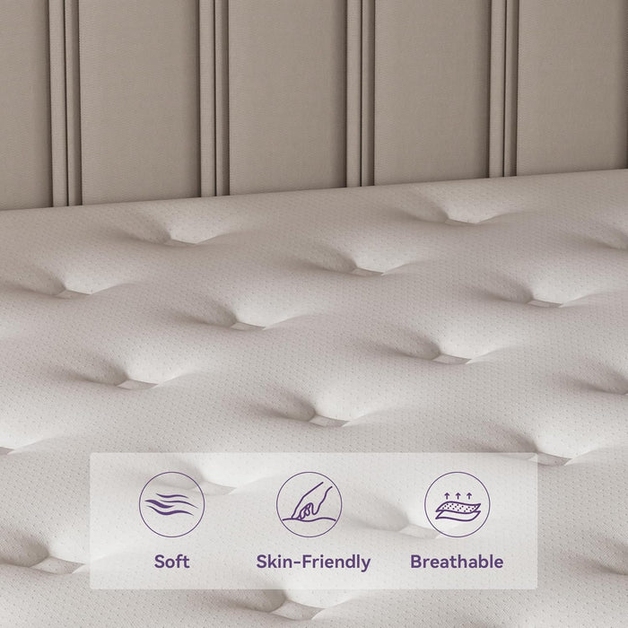 12 Inch Queen Mattress in a Box, Purple Hybrid Mattress with Gel Memory Foam and Pocket Springs for Motion Isolation, Pressure Relief & Cool Sleep, Medium Firm, Certipur-Us Certified