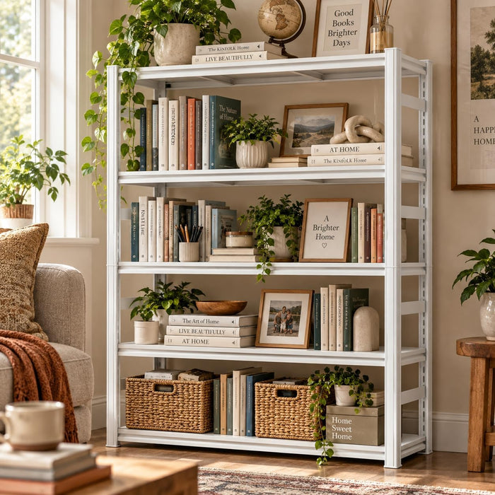 Metal Book Shelf Adjustable Heavy Duty Bookshelf with Tool-Free Assembly