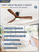 52 Inch Ceiling Fans with Lights and Remote, 3 Blades Flush Mount Low Profile Ceiling Fan, Efficient 3475 CFM, Safe ABS, Timer, Quiet 35Db, 3CCT, Reversible for Bedroom Living Room, Walnut