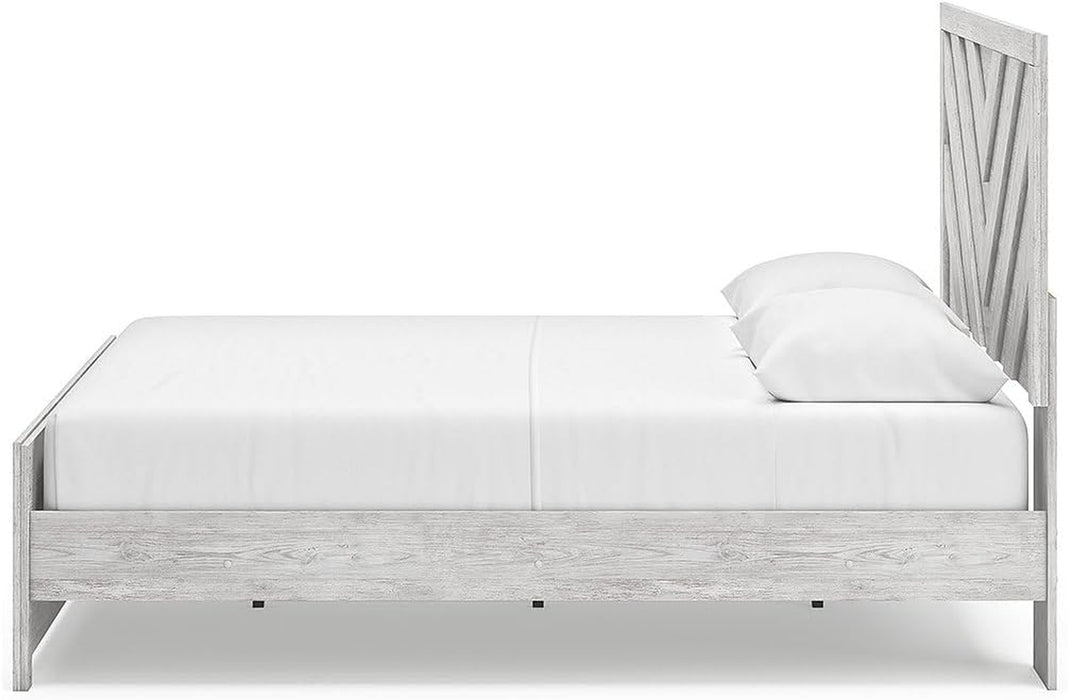 Signature Design by Ashley Cayboni Farmhouse Queen Panel Bed, Foundation or Box Spring Needed, Whitewash