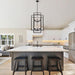 Large Lantern Chandelier for Entryway Foyer, 2-Tier Matte Black Cage Chandelier, 10-Light Hanging Light Fixture for High Ceiling Staircase Living Room