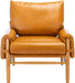 Mid-Century Arm Chair Caramel PU Leather Upholstery
