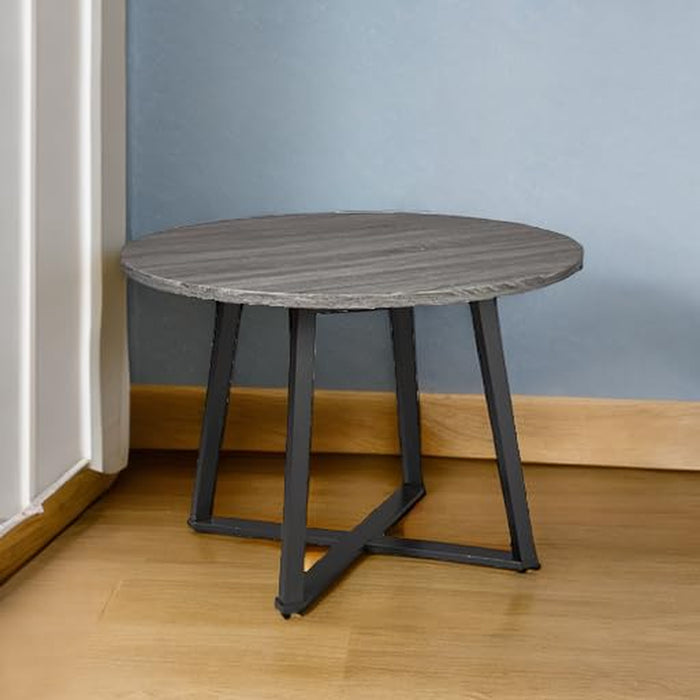 Centiar Mid Century round Dining Room Table with Metal Legs, Gray & Black