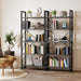 5 Tiers Bookshelf, Industrial Artsy Grey Bookcase Bookshelves, Book Rack, Storage Rack Shelves Books Holder Organizer for Books Movies in Living Room Home Office, Charcoal Gray + Black