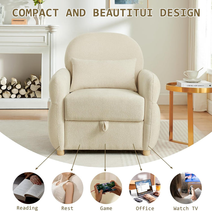 33.5" Accent Chair with Seat Storage Modern Reading Chair Accent Chairs for Living Room Armchair Bedroom,Apartment (Beige, 33.5")