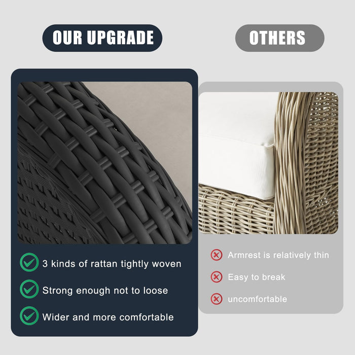 6 Pieces Outdoor Patio Furniture Set, Rattan Wicker Sectional Swivel Rocker Chairs Sets