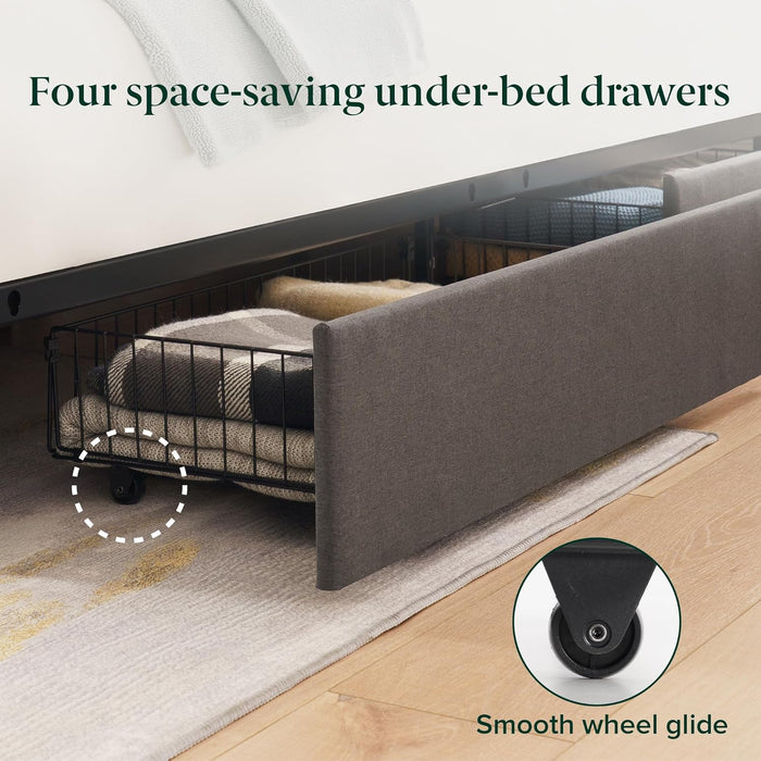 Billie Platform Bed Frame, Four Underbed Storage Drawers, King