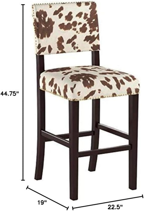 Udder Madness Corey Bar Stool, 19"W X 22.5"D X 44.75"H, Brown