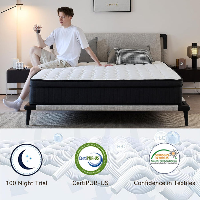 CertiPUR-US Certified 10 Inch Queen Hybrid Memory Foam Mattress