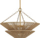Modern Farmhouse Chandelier for Dining Room, 5-Lights Gold Chandelier for Entryway, Hand-Woven Rattan Pendant Light for Bedroom Kitchen Living Room