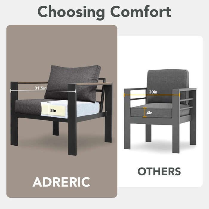 Aluminum Outdoor Patio Furniture Set 4 Pieces Dark Gray