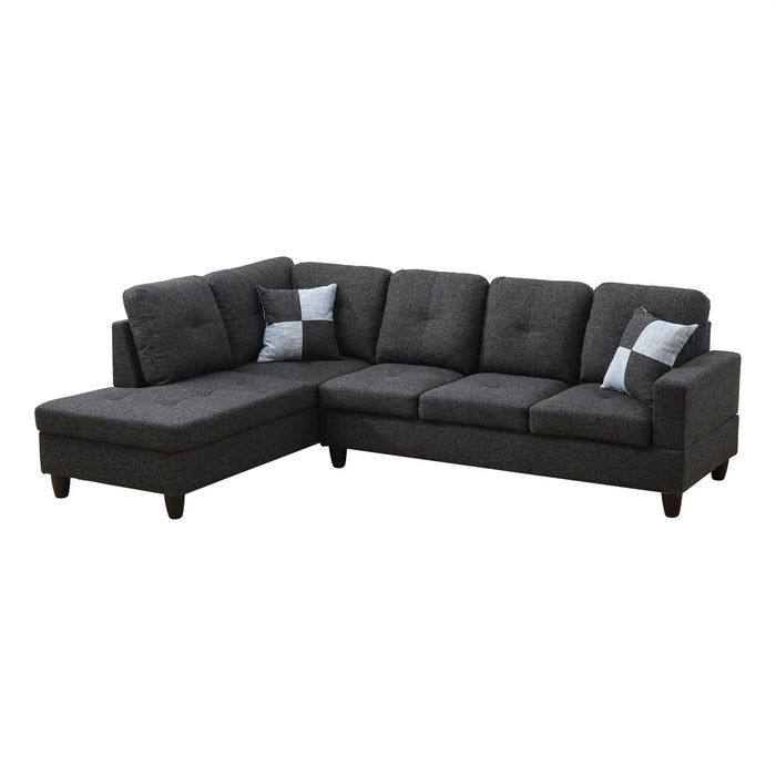 4 Seat Living Room Furniture Sets, Linen Sectional Sofa, Modern L-Shaped Couches and Sofas Set for Home, Black Grey(No Ottomans)