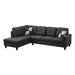 4 Seat Living Room Furniture Sets, Linen Sectional Sofa, Modern L-Shaped Couches and Sofas Set for Home, Black Grey(No Ottomans)