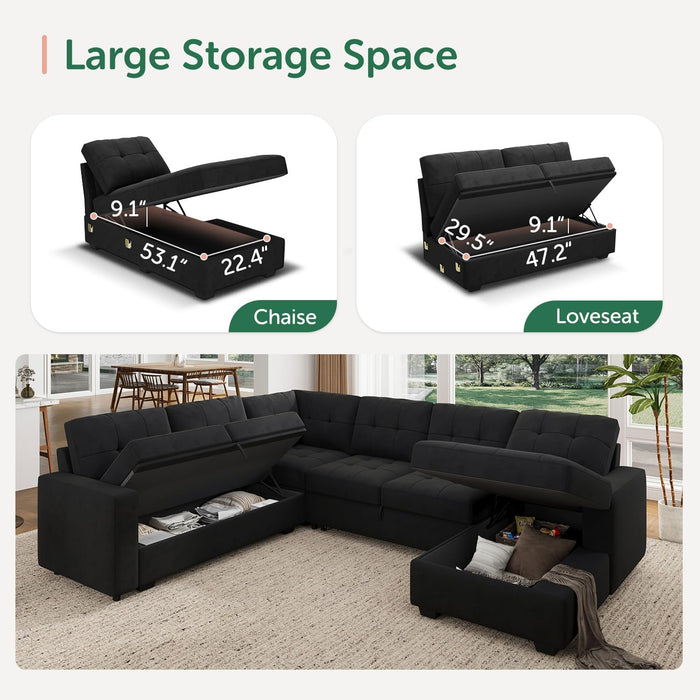  Oversized Sectional Sleeper Sofa with Storage