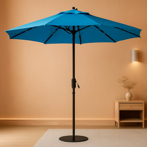 9' Patio Umbrella Outdoor Table Umbrella with 8 Ribs Teal Blue