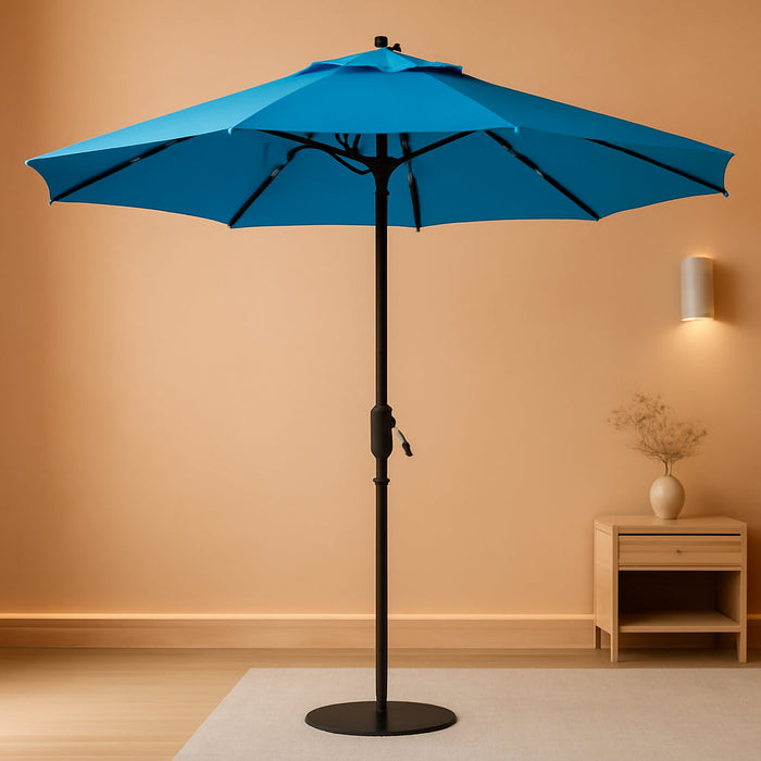 9' Patio Umbrella Outdoor Table Umbrella with 8 Ribs Teal Blue