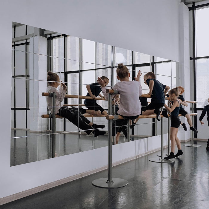 Home Gym Mirrors 12 Inch X 12Pcs Wall Mounted Mirror Glass Frameless Full Length Mirror Tiles for Home Gym, Bedroom, Door & Bathroom