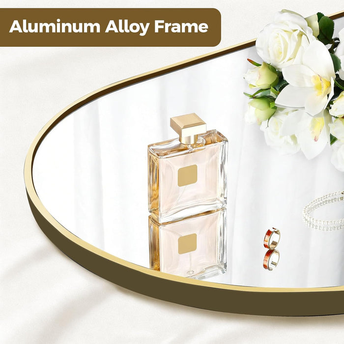 57"×20" Floor Length Mirror, Full Body Standing Mirror, Shatter-Resistant Glass & Slim Alloy Frame, Freestanding/Leaning/Wall Mount for Bedroom, Living Room & Entryway, Gold