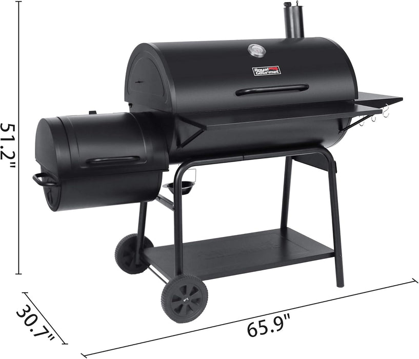 CC2036F Barrel Charcoal Grill with Offset Smoker, Outdoor BBQ Grill with 1200 Sq. In. Grilling Area for Large Event Gathering, Black